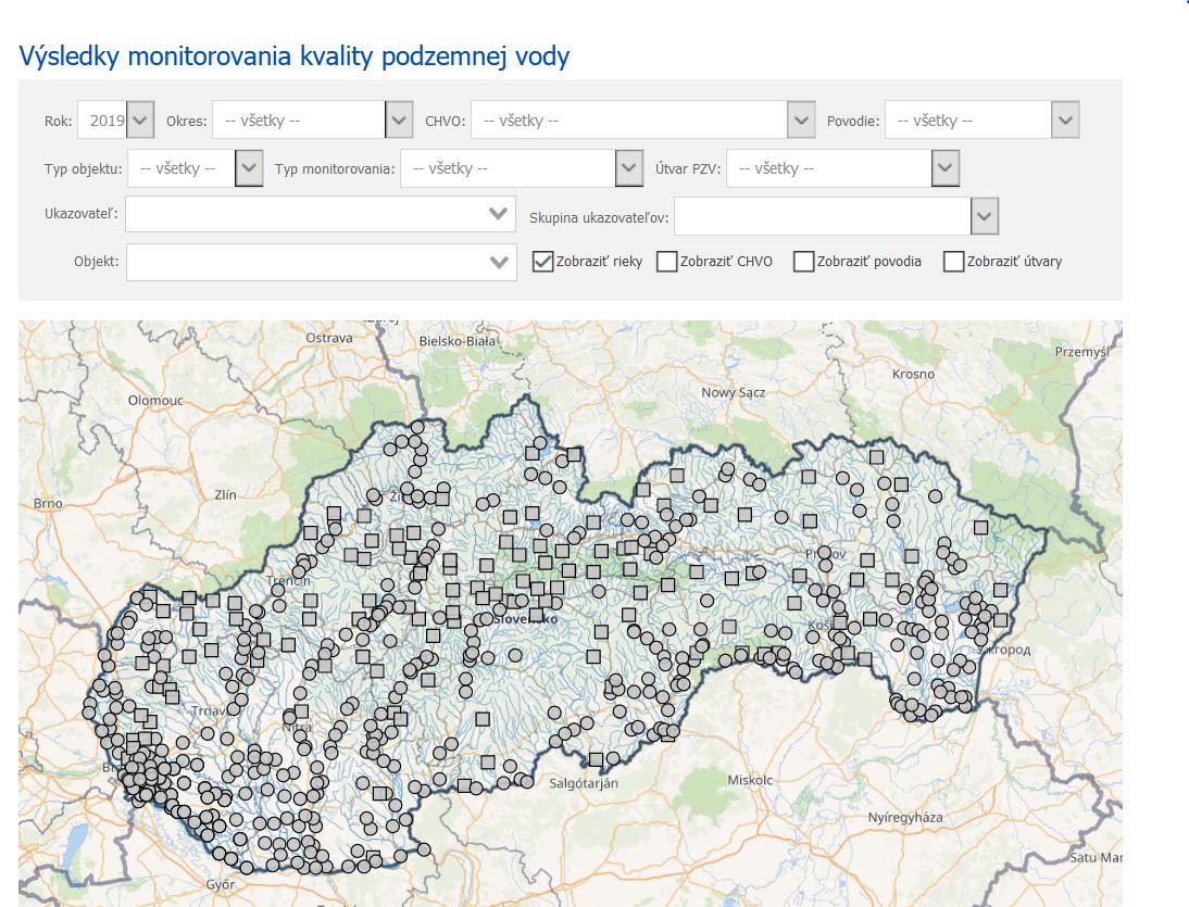 Výsledky monitorovania kvality podzemnej vody