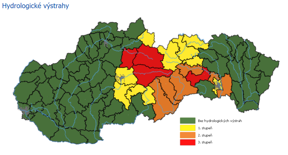 Hydrologická situácia na území Slovenska 13. 11. 2019 o 12. hod.