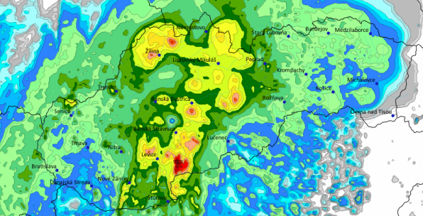 Najvyššie zrážky sme zaznamenali v Dudinciach