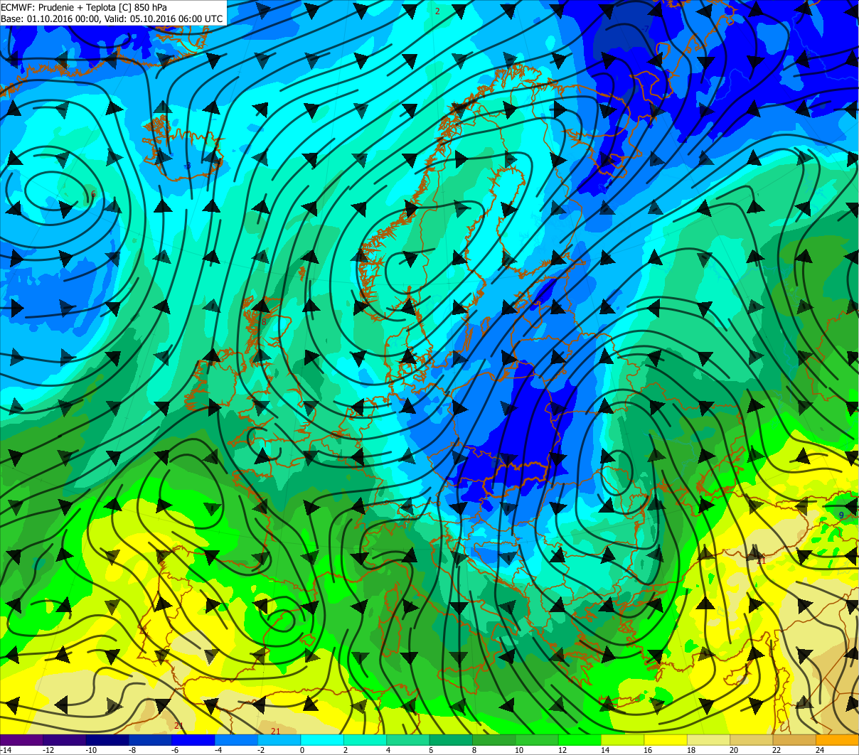 Vpád arktického vzduchu v úvode októbra 2016