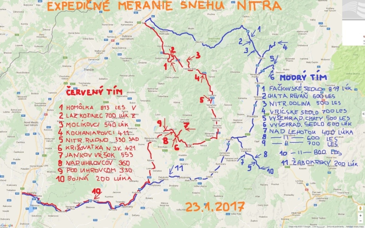 Expedičné meranie snehu v povodí Nitry