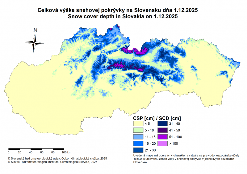 Obrázok k produktu: Výška snehovej pokrývky na Slovensku