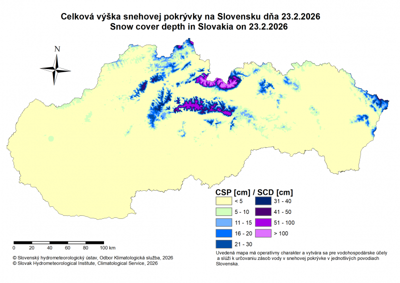 Obrázok k produktu: Výška snehovej pokrývky na Slovensku