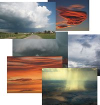 Koláž s fotografiami s meteorologickými javmi