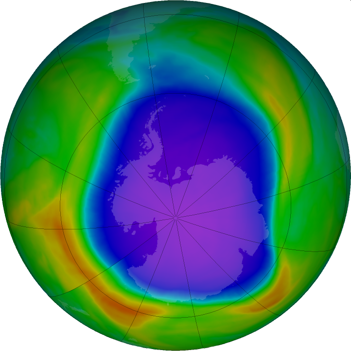 Celkový ozón nad Antarktídou