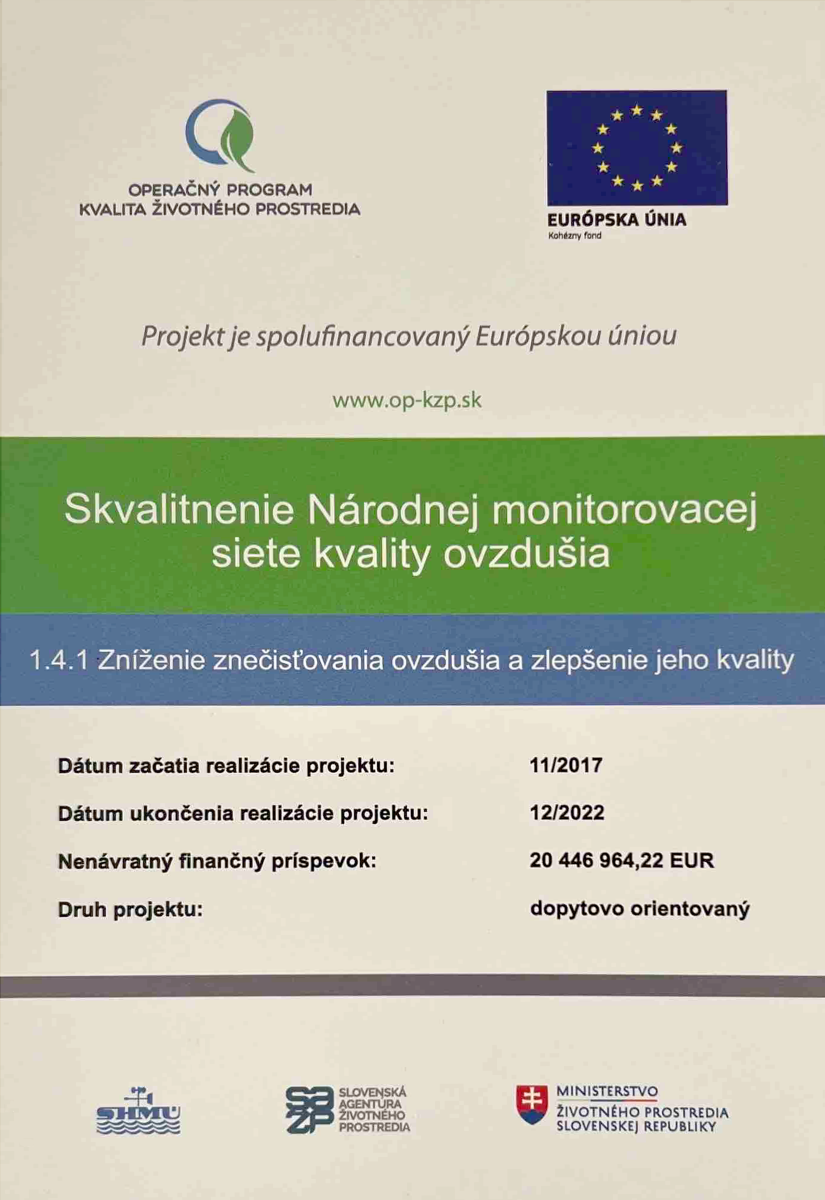 Tabuľa projektu- Skvalitnenie Národnej monitorovacej siete kvality ovzdušia