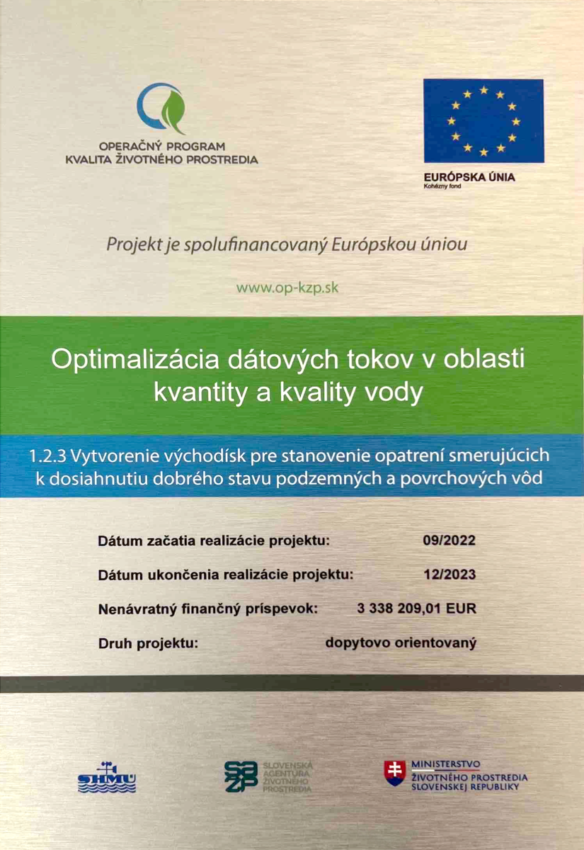 Tabuľa projektu- Optimalizácia dátových tokov v oblasti kvantity a kvality vody